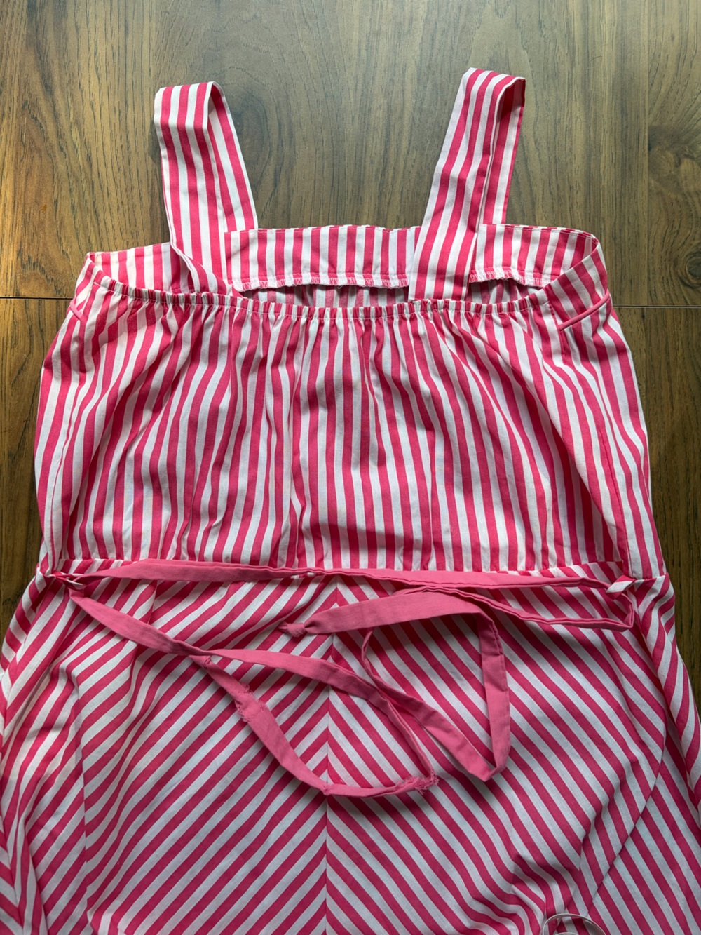 Vintage Hot Pink & White Candy Striped Knee-Length Cotton Dress - Picture 2 of 9